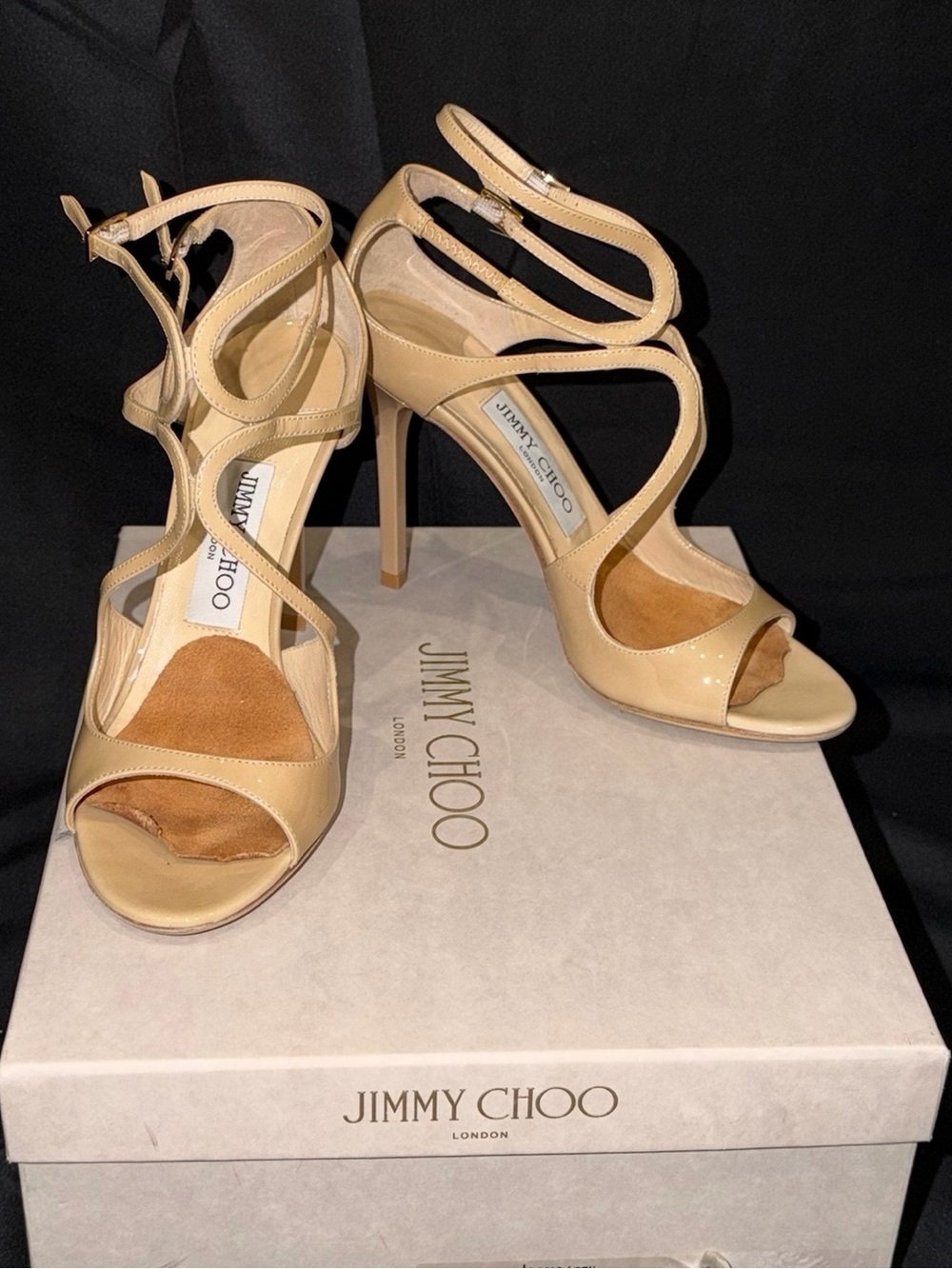 Authentic Jimmy Choo Beige Strappy High Heel Sandals